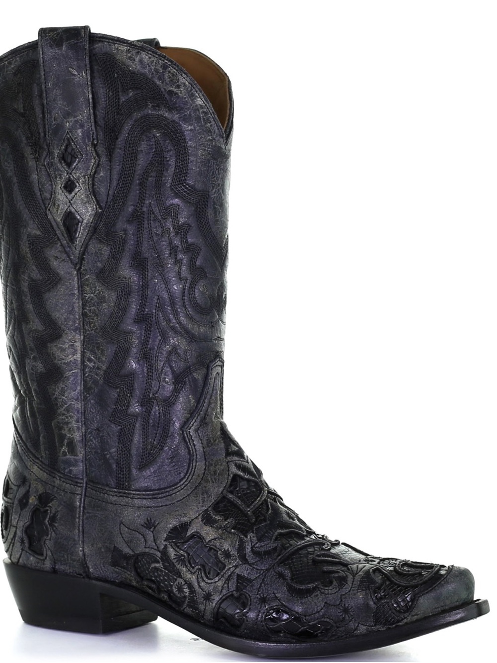 Corral A4116 Men’s 9 D Black Alligator Inlay Embroidered Snip Toe Cowboy Boots